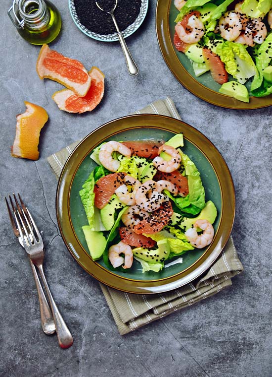 Salade avocats cevettes et miso